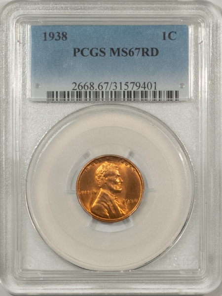 Lincoln Cents (Wheat) 1938 LINCOLN CENT – PCGS MS-67 RD