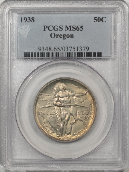 New Certified Coins 1938 OREGON COMMEMORATIVE HALF DOLLAR – PCGS MS-65 FRESH SATINY GEM!