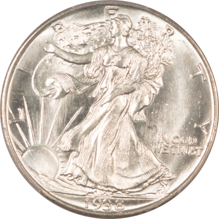 New Certified Coins 1938-D WALKING LIBERTY HALF DOLLAR – PCGS MS-65+, BLAZING WHITE GEM!