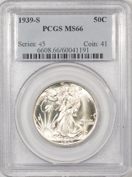 New Certified Coins 1939-S WALKING LIBERTY HALF DOLLAR – PCGS MS-66, SUPERB! A BLAZER!