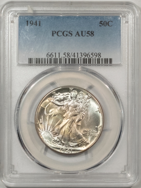 New Certified Coins 1941 WALKING LIBERTY HALF DOLLAR – PCGS AU-58, LOOKS MS-63! PREMIUM QUALITY!