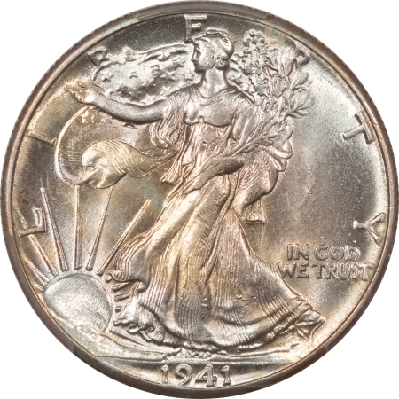 New Certified Coins 1941 WALKING LIBERTY HALF DOLLAR – PCGS AU-58, LOOKS MS-63! PREMIUM QUALITY!