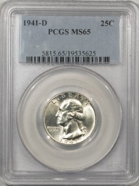 New Certified Coins 1941-D WASHINGTON QUARTER – PCGS MS-65, BLAST WHITE GEM!