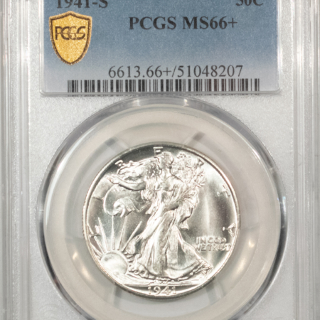 New Certified Coins 1941-S WALKING LIBERTY HALF DOLLAR PCGS MS-66+, BLAZING WHITE & SUPERB, STUNNING