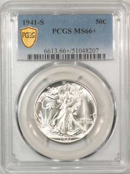 New Certified Coins 1941-S WALKING LIBERTY HALF DOLLAR PCGS MS-66+, BLAZING WHITE & SUPERB, STUNNING