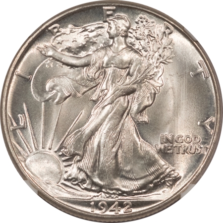 New Certified Coins 1942 WALKING LIBERTY HALF DOLLAR – NGC MS-64, BLAST WHITE & PREMIUM QUALITY!