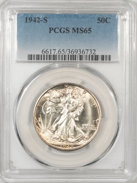 New Certified Coins 1942-S WALKING LIBERTY HALF DOLLAR – PCGS MS-65, LOOKS 66! PREMIUM QUALITY!