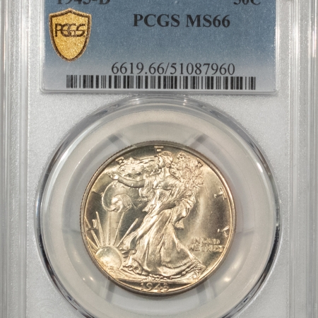 New Certified Coins 1943-D WALKING LIBERTY HALF DOLLAR – PCGS MS-66, PREMIUM QUALITY!