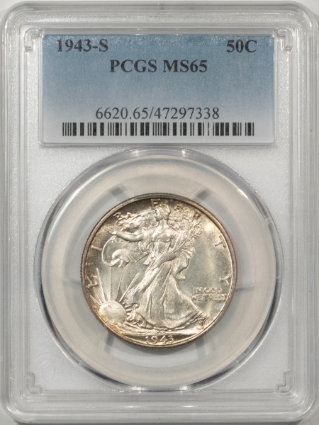 New Certified Coins 1943-S WALKING LIBERTY HALF DOLLAR – PCGS MS-65, GEM!