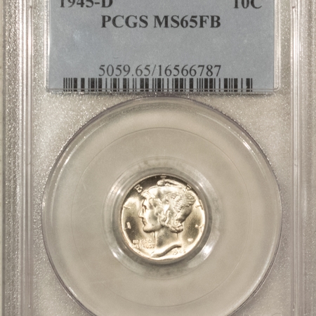 Mercury Dimes 1945-D MERCURY DIME – PCGS MS-65 FB, SPARKLING GEM!