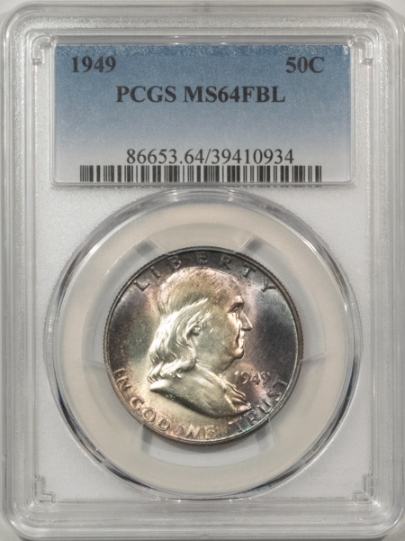 Franklin Halves 1949 FRANKLIN HALF DOLLAR – PCGS MS-64 FBL, PRETTY & PREMIUM QUALITY!