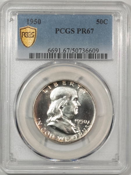 Franklin Halves 1950 PROOF FRANKLIN HALF DOLLAR – PCGS PR-67, PRISTINE AND SUPERB!