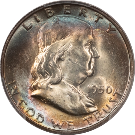 Franklin Halves 1950-D FRANKLIN HALF DOLLAR – PCGS MS-64+ FBL, PRETTY & PREMIUM QUALITY!