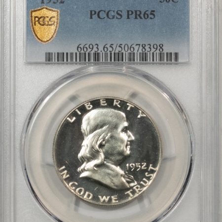 Franklin Halves 1952 PROOF FRANKLIN HALF DOLLAR – PCGS PR-65, WHITE GEM!