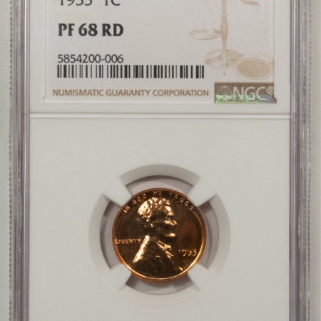 Lincoln Cents (Wheat) 1953 PROOF LINCOLN CENT – NGC PF-68 RD, VIRTUALLY PERFECT EARLY PROOF!