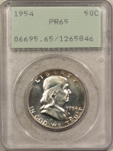 Franklin Halves 1954 PROOF FRANKLIN HALF DOLLAR – PCGS PR-65, RATTLER & PREMIUM QUALITY!