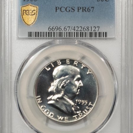 Franklin Halves 1955 PROOF FRANKLIN HALF DOLLAR – PCGS PR-67, SUPERB!