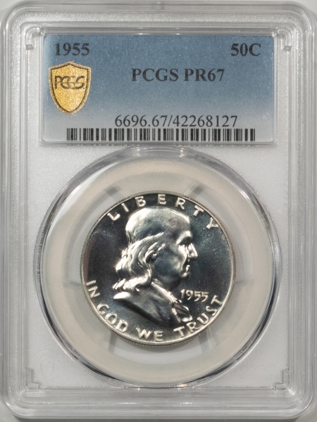 Franklin Halves 1955 PROOF FRANKLIN HALF DOLLAR – PCGS PR-67, SUPERB!