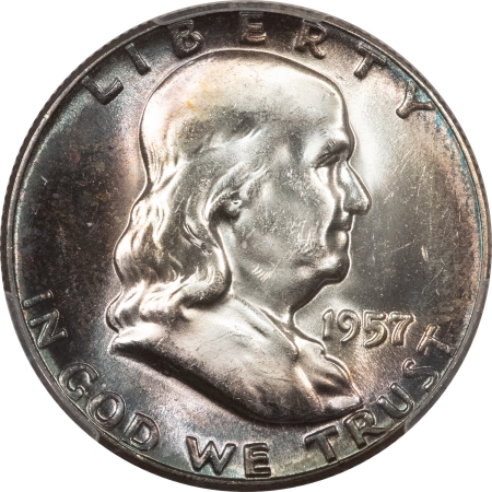 Franklin Halves 1957 FRANKLIN HALF DOLLAR – PCGS MS-64, FATTIE HOLDER & PREMIUM QUALITY!