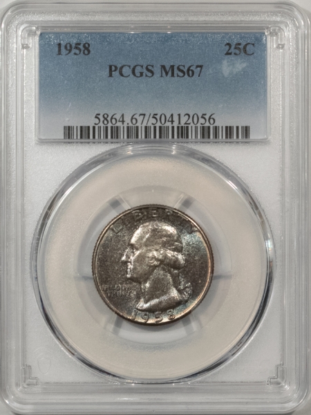 New Certified Coins 1958 WASHINGTON QUARTER – PCGS MS-67, SUPERB!