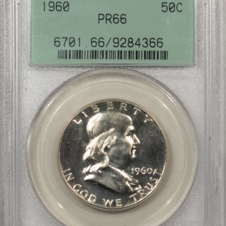 Franklin Halves 1960 PROOF FRANKLIN HALF DOLLAR – PCGS PR-66, OLD GREEN HOLDER, PREMIUM QUALITY!