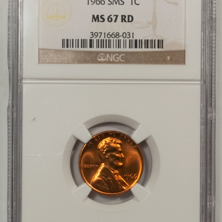 Lincoln Cents (Memorial) 1966 SMS LINCOLN CENT – NGC MS-67 RD, SPECIAL MINT SET COIN