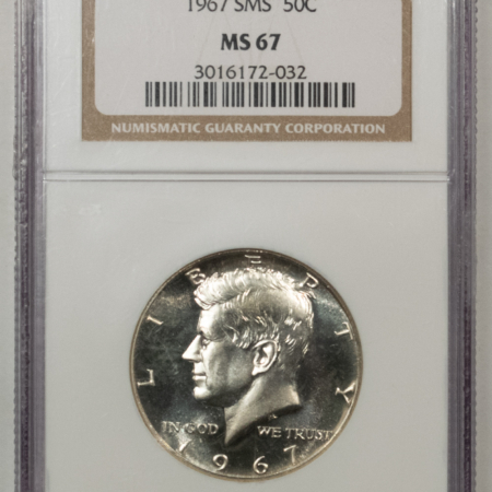 Kennedy Halves 1967 SMS KENNEDY HALF DOLLAR – NGC MS-67, SPECIAL MINT SET!