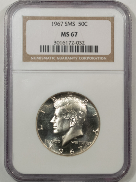 Kennedy Halves 1967 SMS KENNEDY HALF DOLLAR – NGC MS-67, SPECIAL MINT SET!