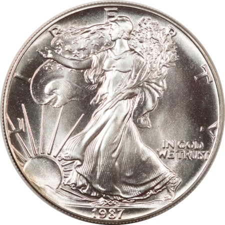 Bullion 1987 $1 AMERICAN SILVER EAGLE 1 OZ .999 – FRESH, SEMI-PROOFLIKE BRILLIANT UNCIRC