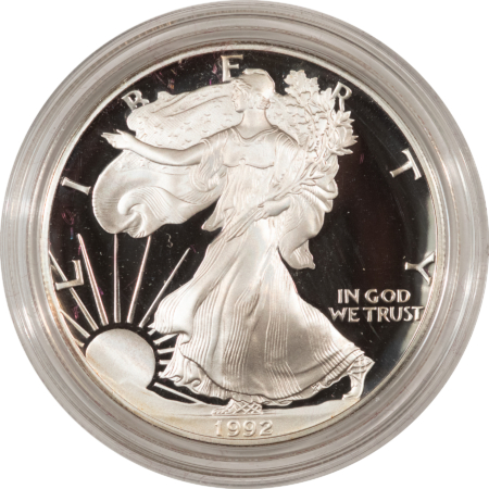 American Silver Eagles 1992 AMERICAN SILVER EAGLE, 1 OZ SILVER BULLION COIN, FRESH GEM PROOF, BOX/COA!