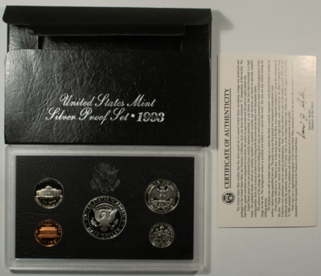 New Store Items 1993-S US SILVER PROOF 5 COIN SET – GEM PROOF IN ORIGINAL GOVERNMENT PACKAGE!