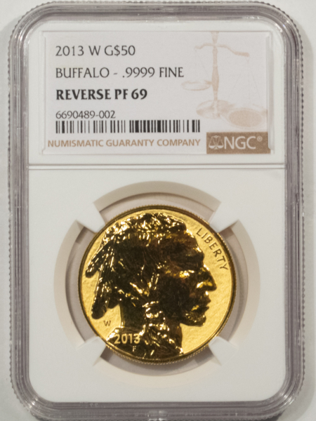 American Gold Eagles, Buffaloes, & Liberty Series 2013-W REVERSE PROOF $50 1OZ GOLD AMERICAN BUFFALO .9999 NGC REVERSE PF-69, KEY!