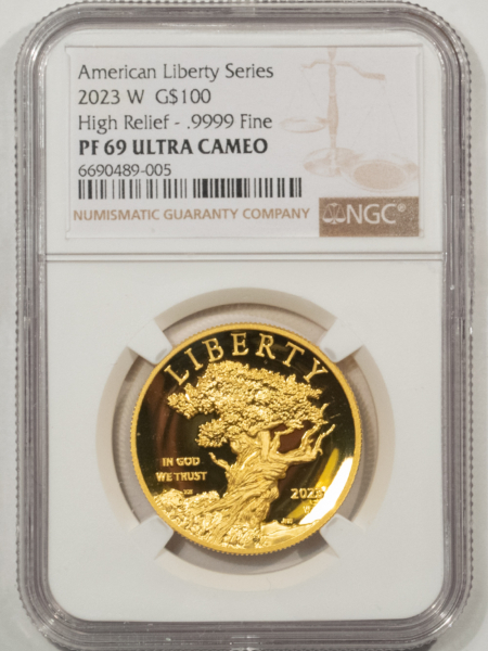 American Gold Eagles, Buffaloes, & Liberty Series 2023-W PROOF $100 GOLD AMERICAN LIBERTY SERIES .9999, HIGH RELIEF NGC PF-69 UCAM