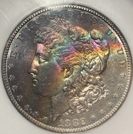 CAC Approved Coins 1882-S $1 MORGAN DOLLAR – NGC MS-65* STAR GORGEOUS RAINBOW TONING! CAC APPROVED!