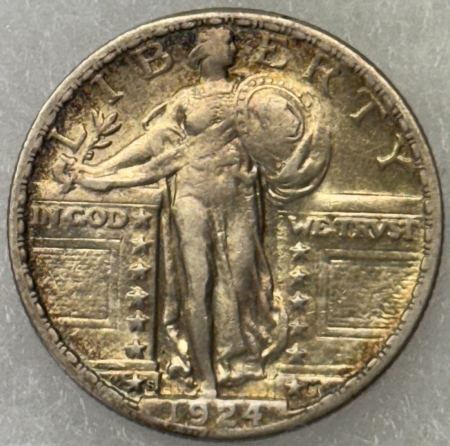 New Store Items 1924-S STANDING LIBERTY QUARTER – HIGH GRADE EXAMPLE BUT THOROUGHLY CLEANED