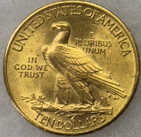 $10 1912 $10 INDIAN GOLD EAGLE – UNCIRCULATED, CLOSE TO CHOICE!