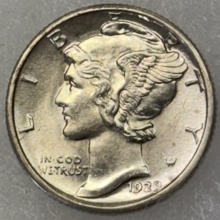 New Store Items 1929-S MERCURY DIME – HIGH GRADE NEARLY UNCIRCULATED, LOOKS CHOICE UNCIRCULATED!