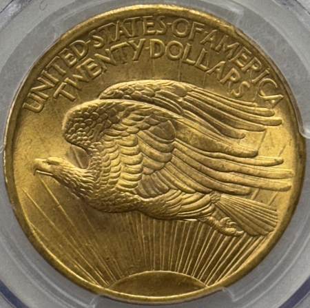 $20 1908 $20 ST GAUDENS GOLD DOUBLE EAGLE, NO MOTTO – PCGS MS-66