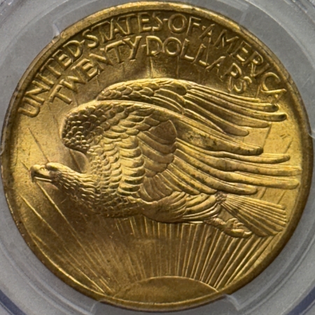 $20 1908 $20 ST GAUDENS GOLD DOUBLE EAGLE, NO MOTTO – PCGS MS-66