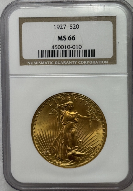 $20 1927 $20 ST GAUDENS GOLD DOUBLE EAGLE – NGC MS-66