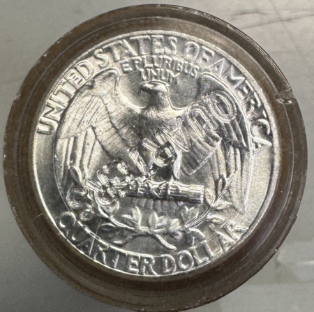 New Store Items 1964-P $10 ORIGINAL SILVER WASHINGTON QUARTER BU ROLL, IN VINTAGE TUBE GEM BU!