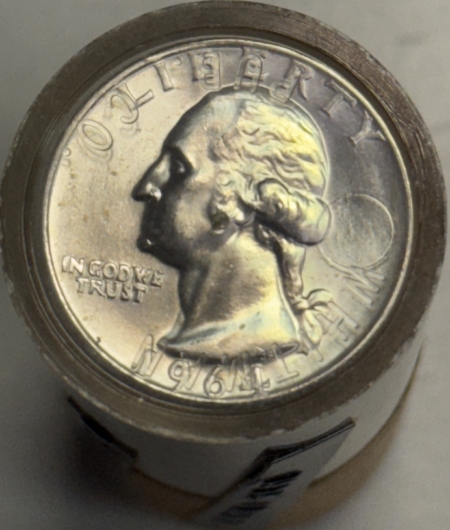 New Store Items 1964-D $10 ORIGINAL SILVER WASHINGTON QUARTER BU ROLL, IN VINTAGE TUBE GEM BU!