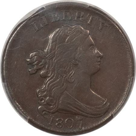 Draped Bust Half Cents 1807 DRAPED BUST HALF CENT – PCGS AU-50, CHOCOLATE BROWN AND NICE!