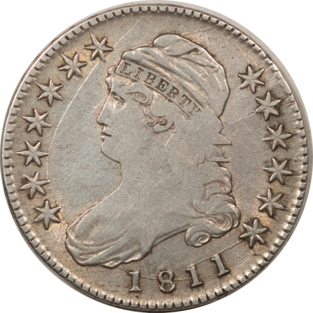 Early Halves 1811 CAPPED BUST HALF DOLLAR SM 8 O-112A TOUGH R-5 LATE DIE STATE SOME LUSTER