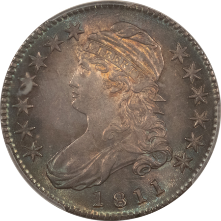 Early Halves 1811 CAPPED BUST HALF DOLLAR, SMALL 8 – PCGS MS-64, LOOKS GEM! GORGEOUS AND PQ!