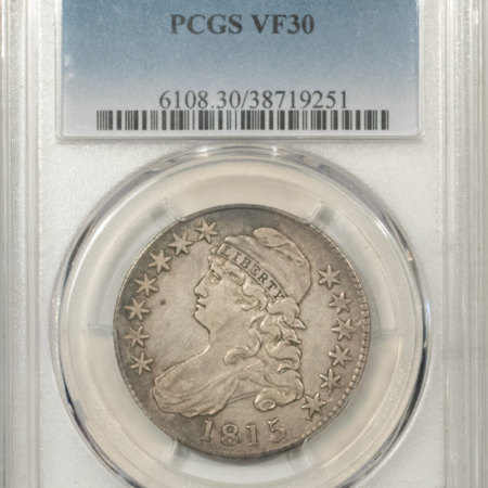 Early Halves 1815/2 CAPPED BUST HALF DOLLAR – PCGS VF-30, KEY-DATE!