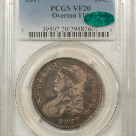 CAC Approved Coins 1817 CAPPED BUST HALF DOLLAR, O-110 – PCGS VF-20, SUPER ORIGINAL & CAC APPROVED!