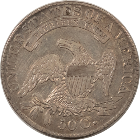 Early Halves 1828 CAPPED BUST HALF DOLLAR, SQUARE 2, SM 8s – HIGH GRADE EXAMPLE, OLD CLEANING