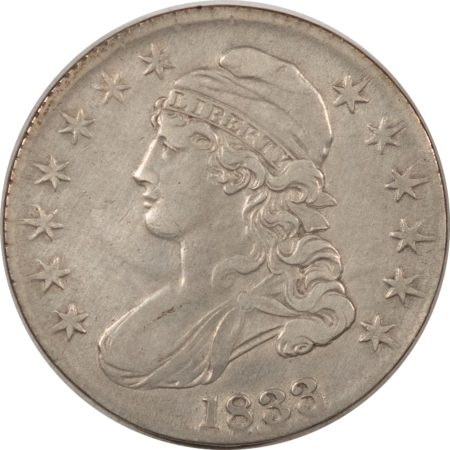 Early Halves 1833 CAPPED BUST HALF DOLLAR – STRONG DETAILS BUT CLEANED!