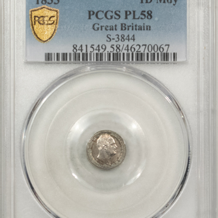 New Store Items 1833 GREAT BRITAIN SILVER MAUNDY PENNY, S-3844 – PCGS PL-58 VERY PRETTY!